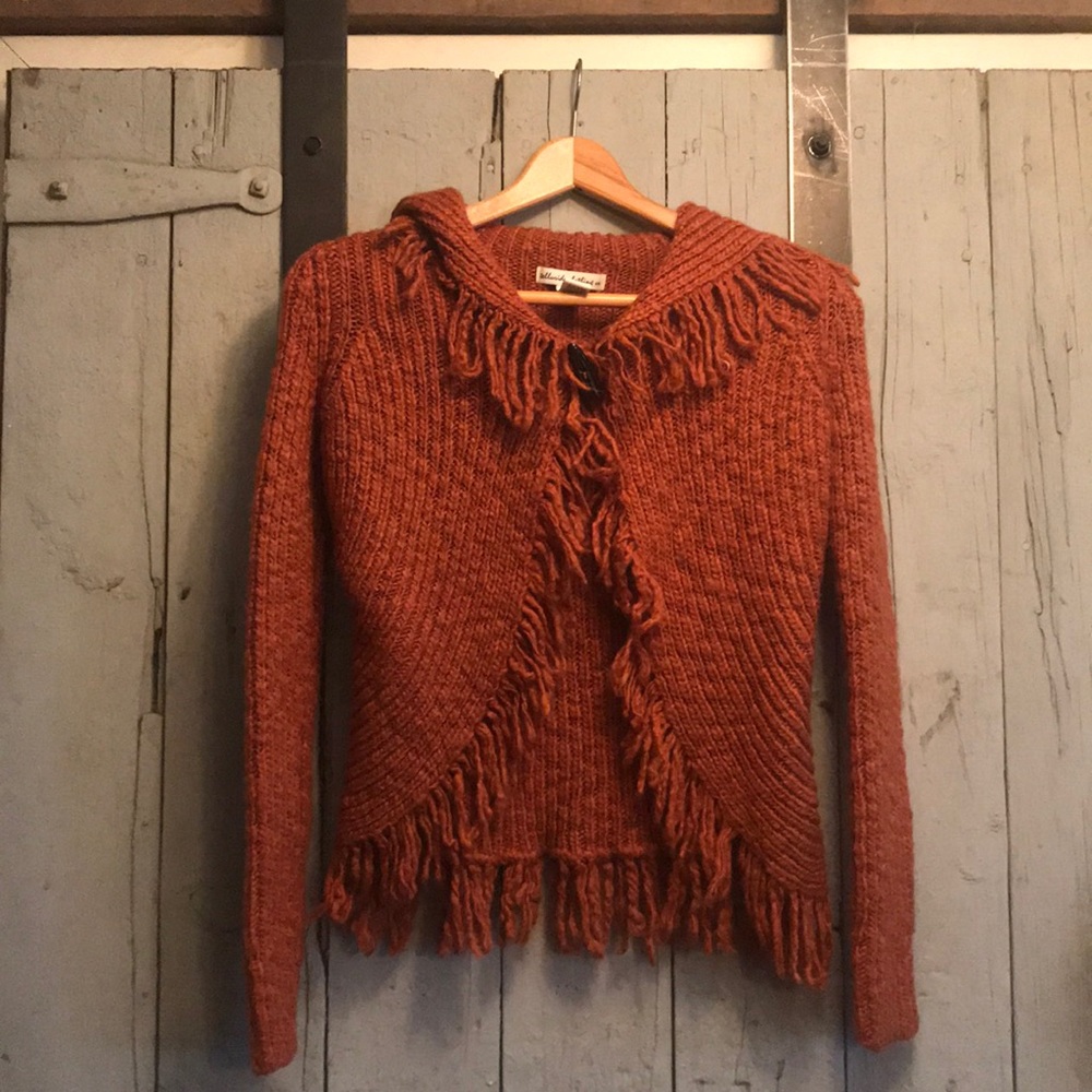 Teluride clothing company rust sweater cardigan